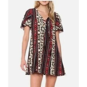 Show Me Your MuMu Matilda Mini Dress Lace up Tassels Size L Like New